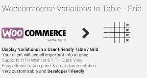 Woocommerce Variations to Table ? Grid