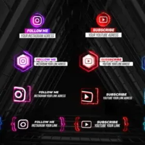 Neon Social Media Lower Thirds V2